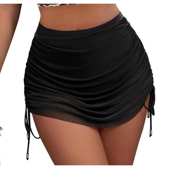 MakeMeChic Women’s 2 Piece Swimsuit Leopard Scoop Neck High Waist Drawstring M - Picture 2 of 14